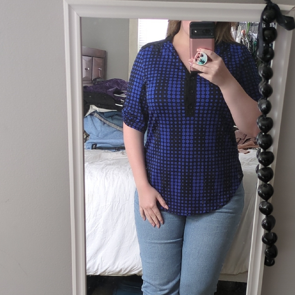 Blue and Black Women's Top
